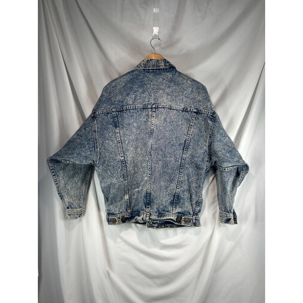 Palmettos Womens Acid Washed Blue Trucker Denim Button Front Long Sleeve M (A-6) - Picture 2 of 7
